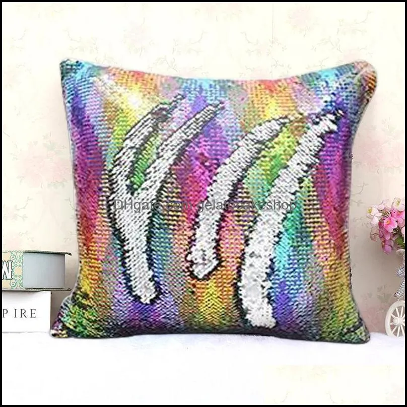 Home Decor 40X40cm Color Changing Reversible Pillow Case DIY Mermaid Sequin Colorful Cushion Cover Magical Throw Pillowcase DH0418