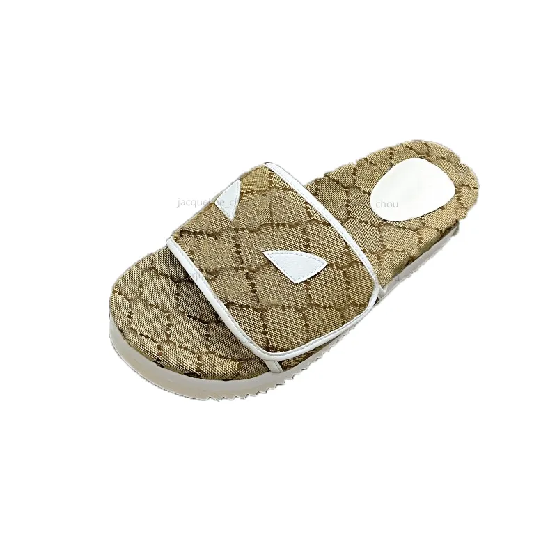 Luxuriöse Slipper Slides Designer Sandalen Frau Slider Plattform Sandale Mode Sommer Solide Jacquard Wildleder Brief Sandales Pour Femmes mit Box