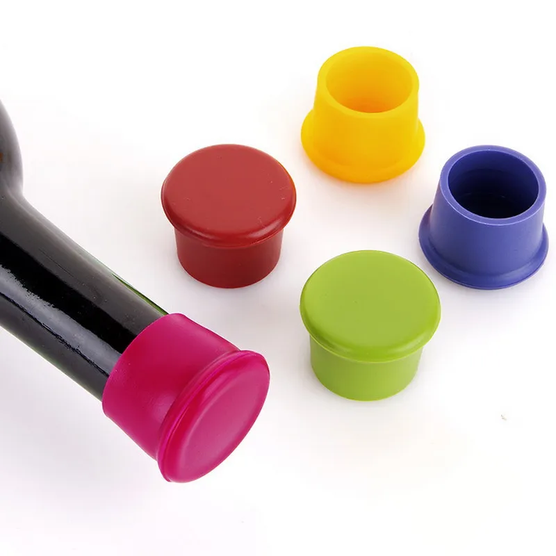 Hem Drinkware Lid Silikon Ölbesparingar Vinflaska Cap Stoppar Förseglad matkvalitet 5Colors 3.5 * 2.8cm