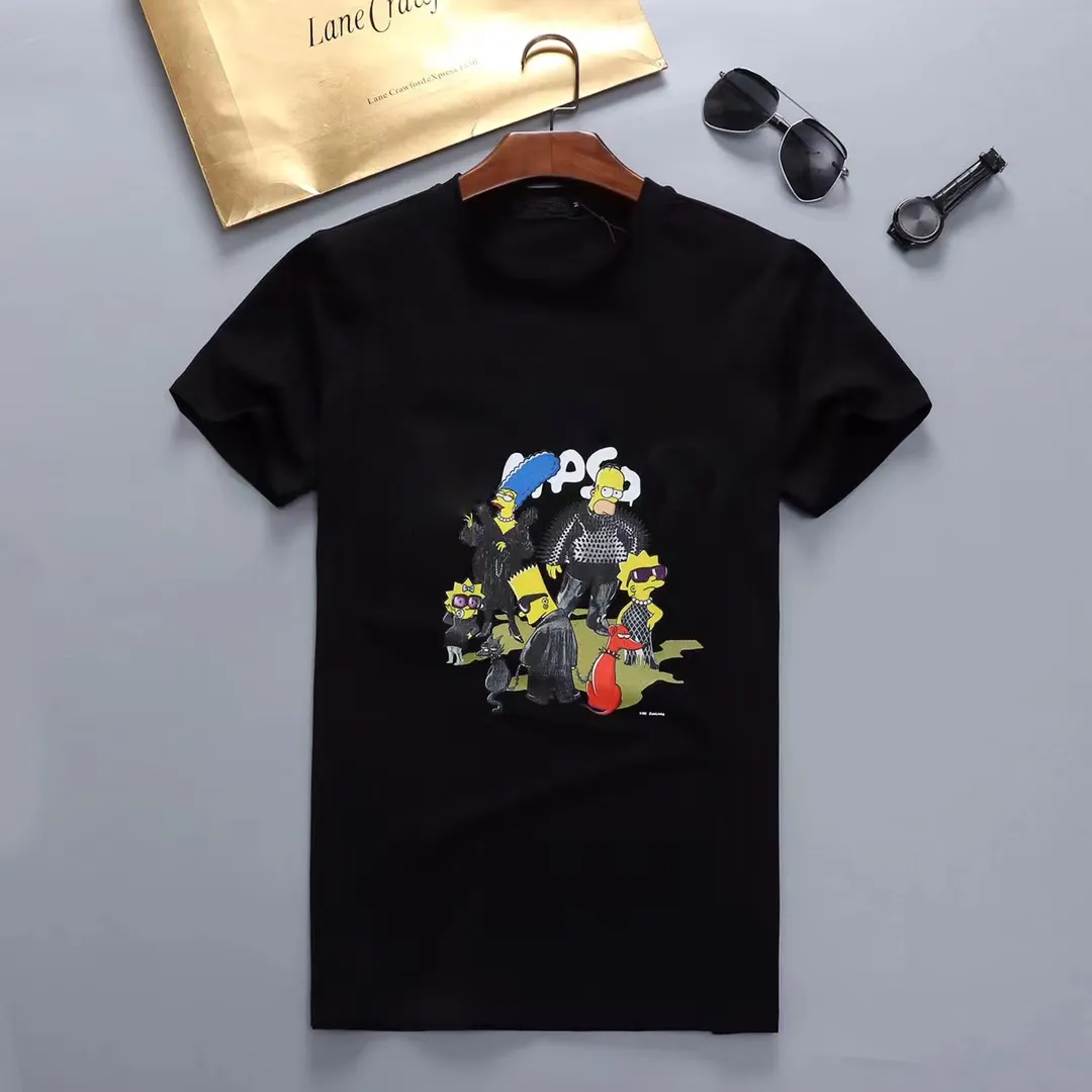 Erkek T gömlek 3xl Man Tshirt Tasarımcısı Beyaz Siyah Polo Gömlek Erkek M-3XL Moda Karton Resim Mürettebat Boyun Nefes Alabilir