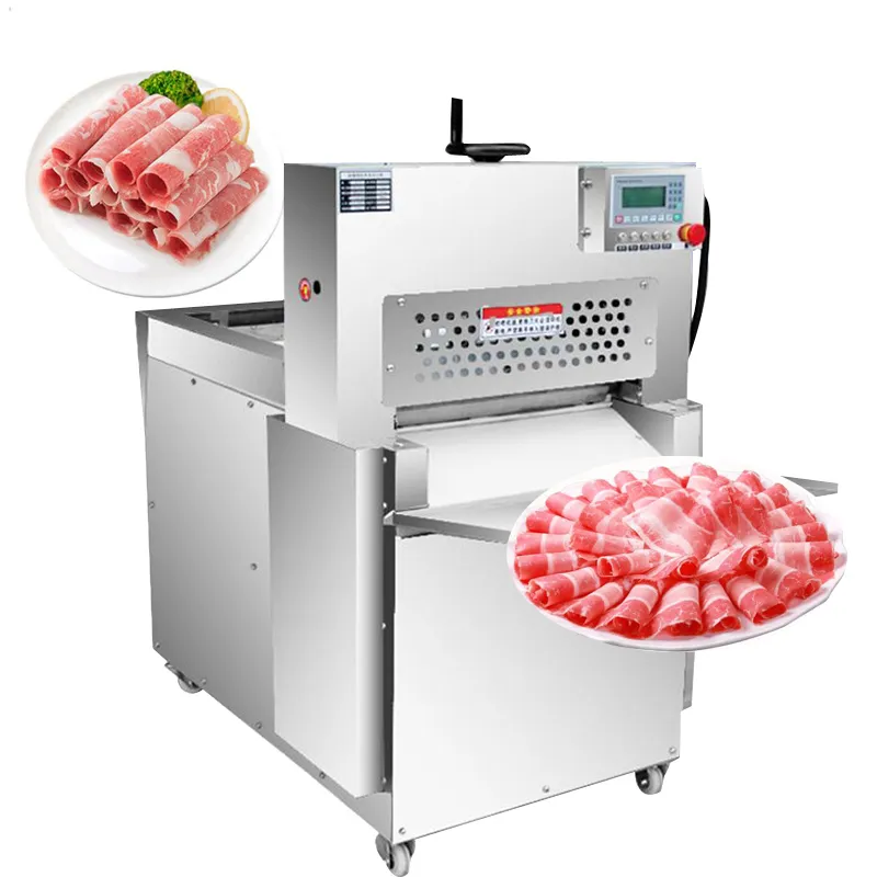 Kommerzielle automatische Schneidemaschine für gefrorenes Fleisch, numerische Steuerung, Hammelfleisch, Rinderrolle, Schneidemaschine zum Verkauf, 110 V, 220 V, 380 V