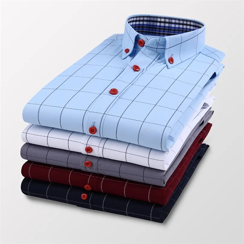 Осень мужская деловая повседневная клетчатая рубашка мода классический стиль тонкий с длинным рукавом мужской бренд одежда 220402