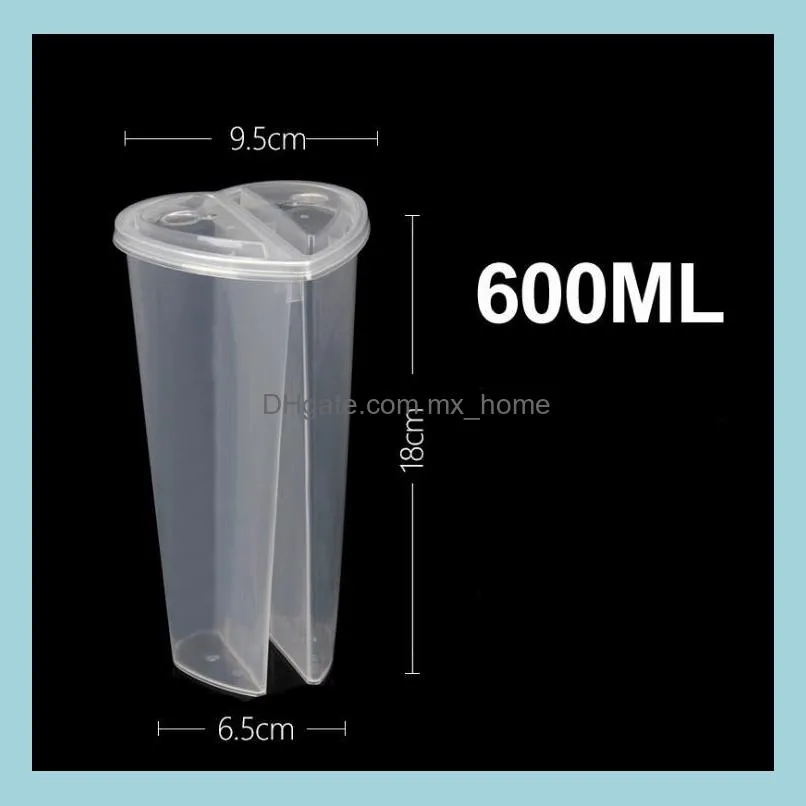 600ML Heart Shaped Double Share Cup Transparent Plastic Disposable Cups with Lids Milk Tea Juice Cups for Lover Couple SN1446