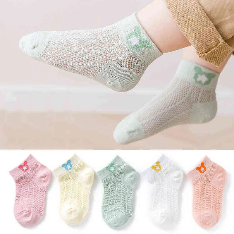 Paar Frühling Sommer Baumwolle Kinder Socken Cartoon Atmungs Dünne Mesh Baby Weiche Boot Socken Für Jungen Mädchen Jahr J220621