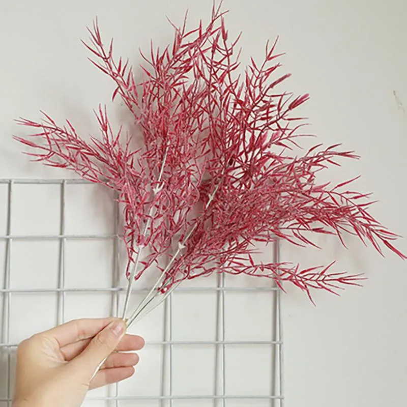 装飾的な花の花輪美しい人工プラスチック竹の葉草濃い霧フェイクフラワーブライダルブーケウェディングデコレーションウォール