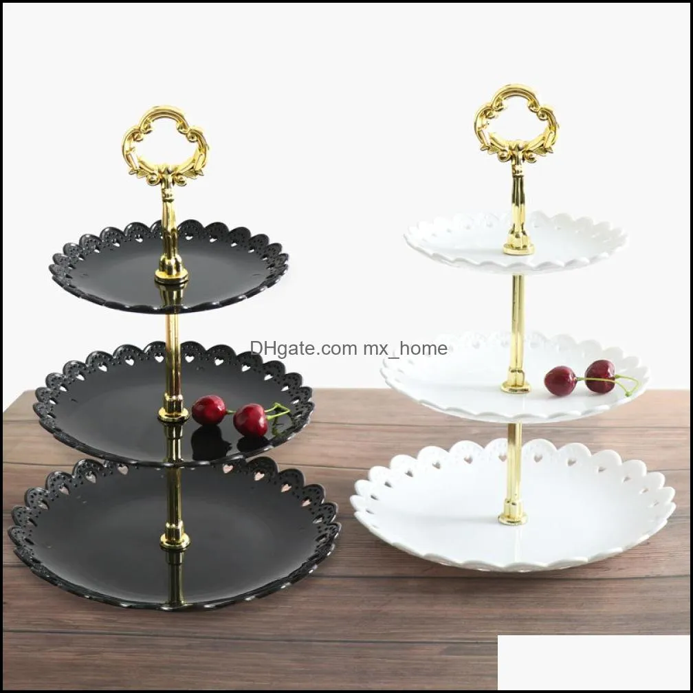 3-Tier Tray Cake Tools Holiday Party Fruit Trays Dessert Candy Holder Cakes Stand Self Display Home Table Decoration Plastic Plates