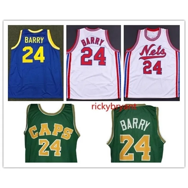 NC01 College Retro Rick 24 Barry Basketball Jersey Jersey Jerseys сетчатые сетки вышива