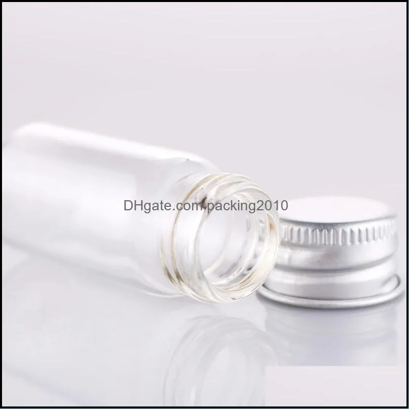 10ml 22x50x10MM Empty Jar Cosmetic Containers Glass Sample Bottle With Aluminium Cap Small Refillable Bottles Packaging