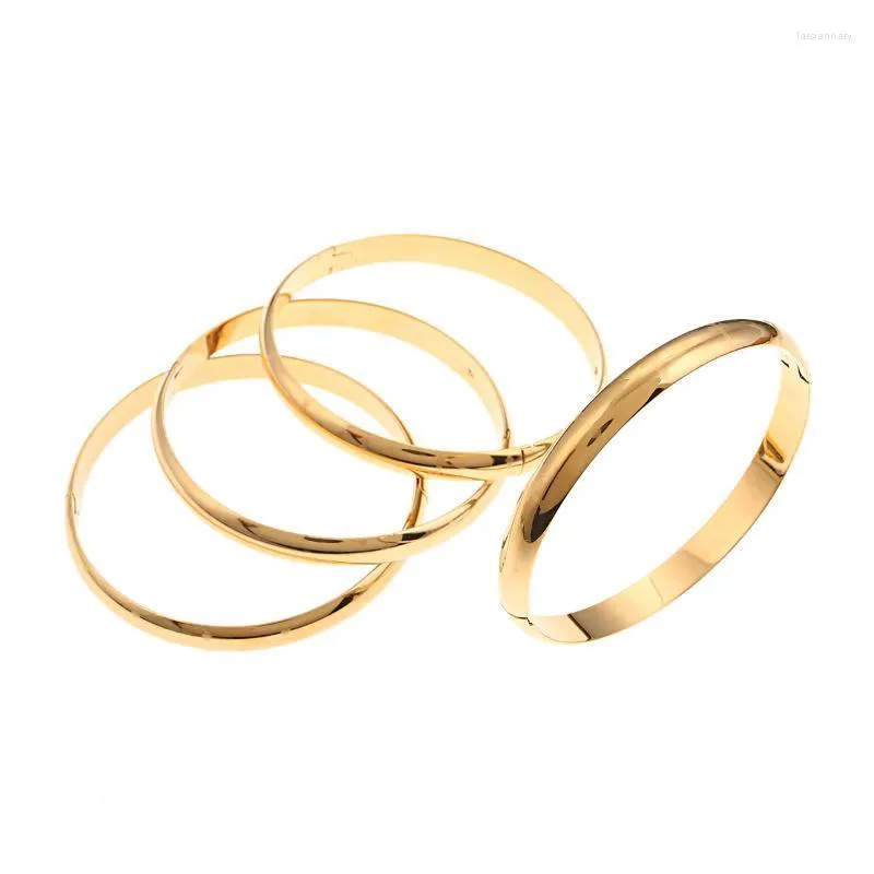 Bangle öppnande armband för kvinnor män dubai afrikanska smycken 4 st guld glansiga manschettarmband etiopiska engagemang bröllop smycken lars22