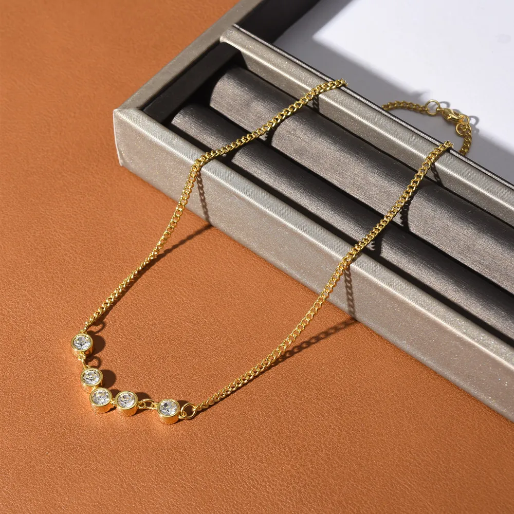 INS-stijl diamanten ketting goud kristal sleutelbeen ketting niche ontwerp hoogwaardige textuur mode all-match sieraden cadeau