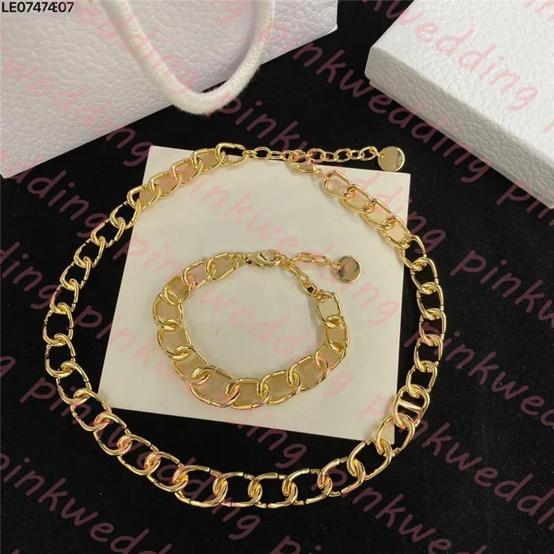 Lettre chaîne collier classique plaqué or Bracelets chaînes épaisses colliers ensemble de bijoux de luxe pour la fête