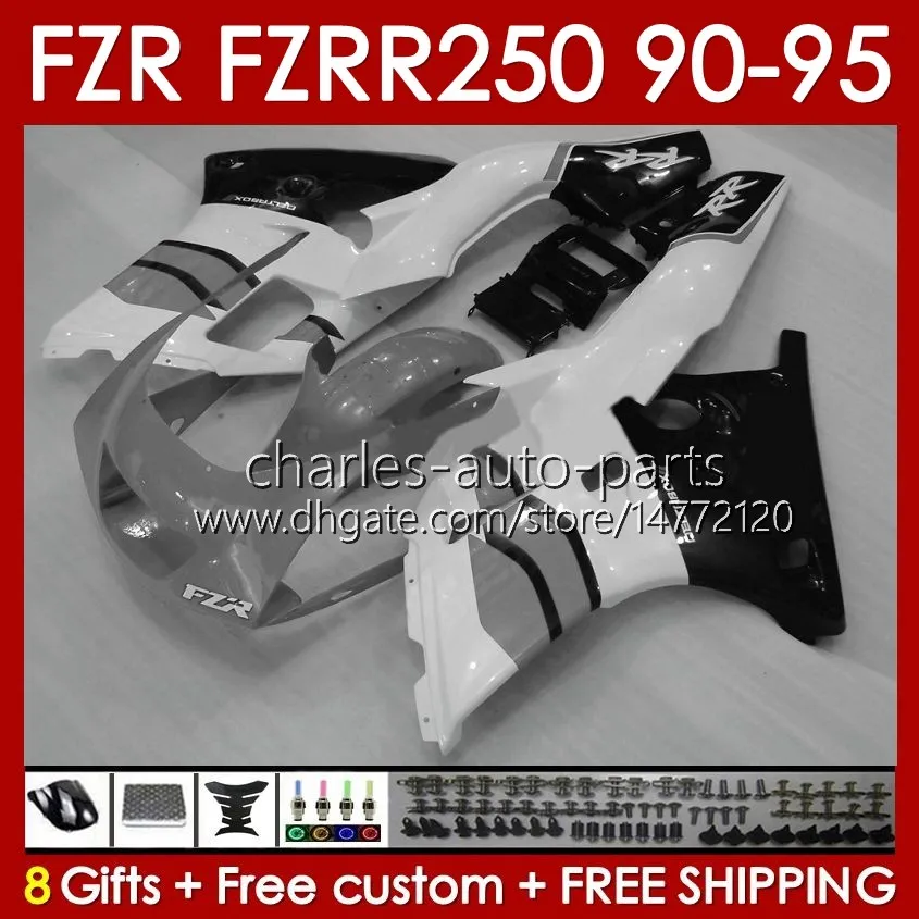 Kit de carénage pour Yamaha FZRR FZR 250R 250RR FZR 250 FZR250R 143No.91 gris blanc FZR-250 FZR250 R RR 1990 1991 1992 1993 1994 1995 FZR250RR FZR-250R 90 91 92 93 94 95 Corps