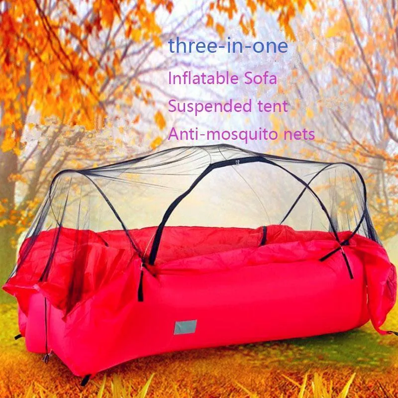 Est Sofá inflável Sofá suspenso Nets Anti-mosquito 3 em 1 móveis ao ar livre Tendas de acampamento carregando 200kg Saco de dormir e abrigos