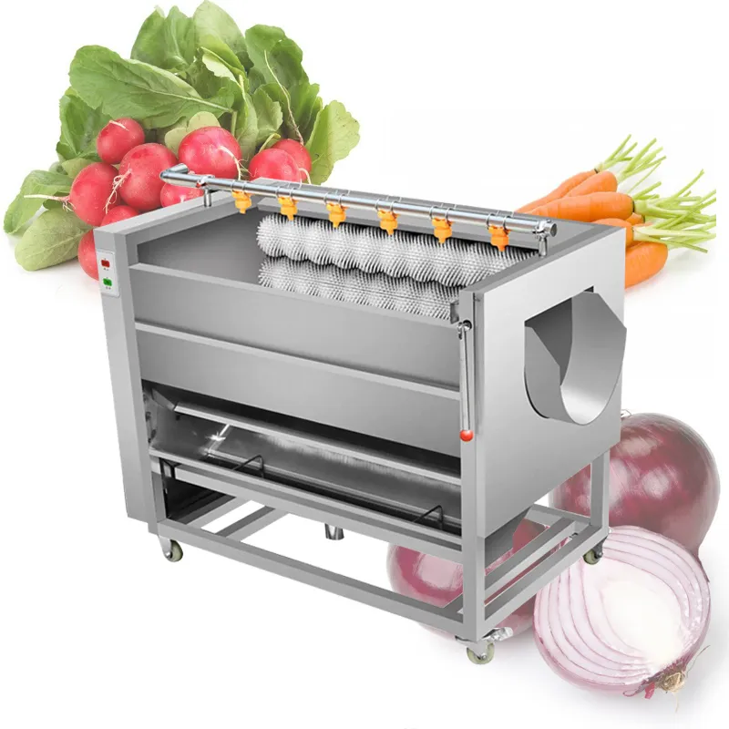 Obst- und Gemüseschälwaschmaschine, kommerzielle Bürstenkartoffel-Süßrettich-Ingwer-Lotuswurzel-Schälmaschine