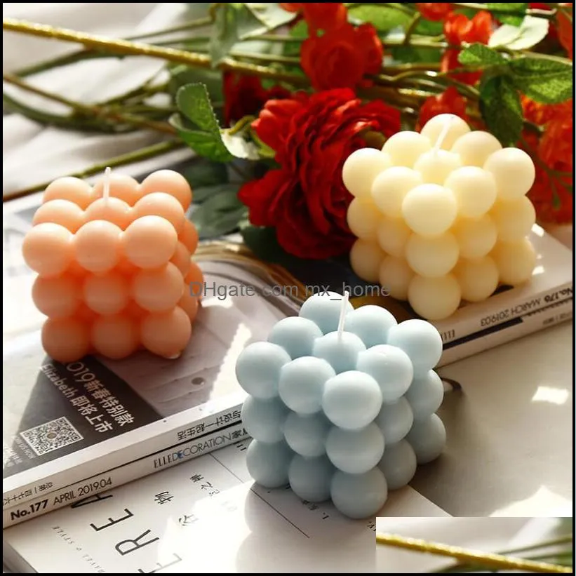 ins 2 inch bubble cube candle cute soy wax aromatherapy small candles scented relaxing birthday gift 1pc