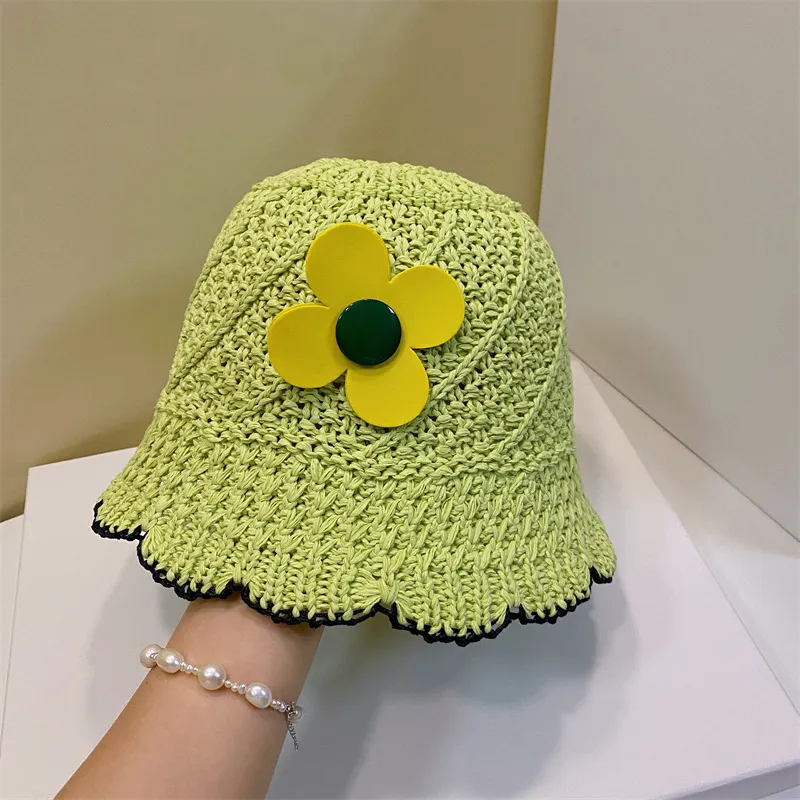 Summer Lady Beach Cap Grass Braid Hat with Flower Lace Designers Caps Sun Hollow Breathable Hats