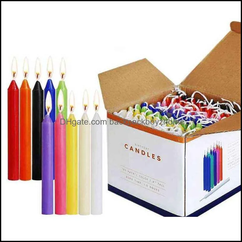 100piece Taper Candles, Unscented Assorted Colors Mini Candles for Casting Chimes Rituals Spells Wax Play Vigil Supplies& More H1222