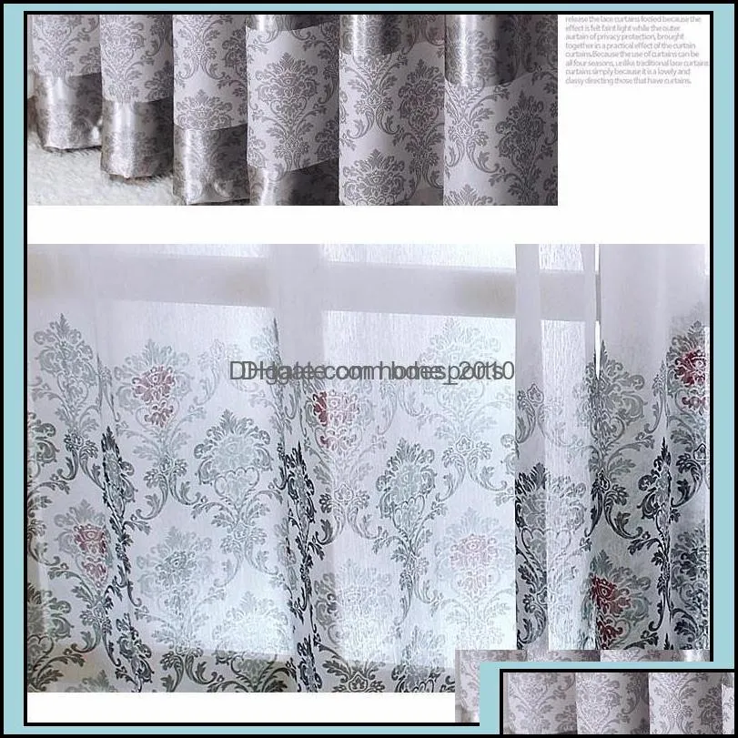 Window Treatments Textiles & Garden1Pc Curtains Windows Drapes European Modern Elegant Noble Printing Shade Curtain For Living Room