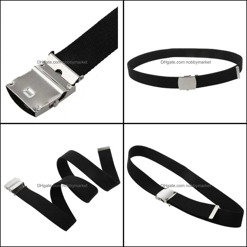 Canvas Belt Style with Silver buckle and Tip 43 inch Long(black)