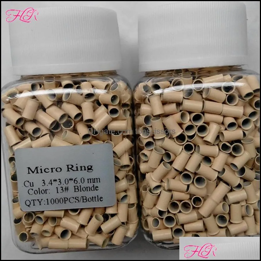 Hot sale 3.4*3.0*6.0mm high quality Micro copper Ring / beads Tool For I Tip Hair Extensions 8 colors Optional 1000pcs/bottle
