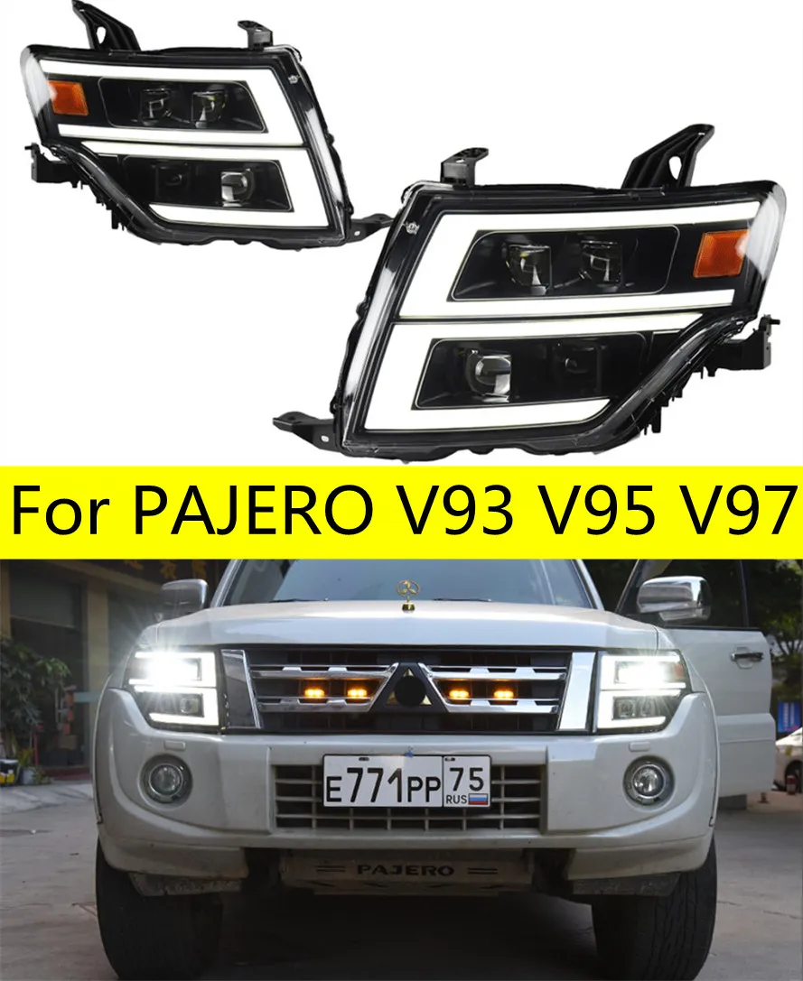 2 PCS Car Lights automotive Parts For PAJERO V93 V95 V97 Head lamps LED Headlight LED Dual Beam Lens Front Light