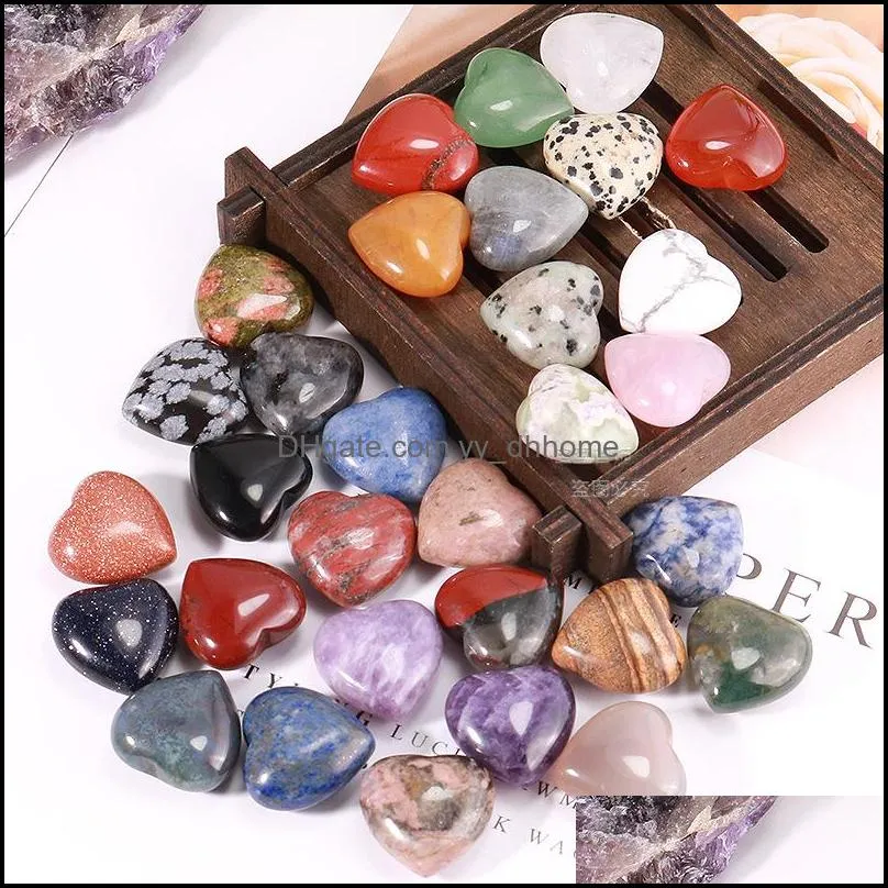 20*10mm love hearts natural crystal stone craft ornaments rose quartz healing crystals energy reiki gem living room decoration