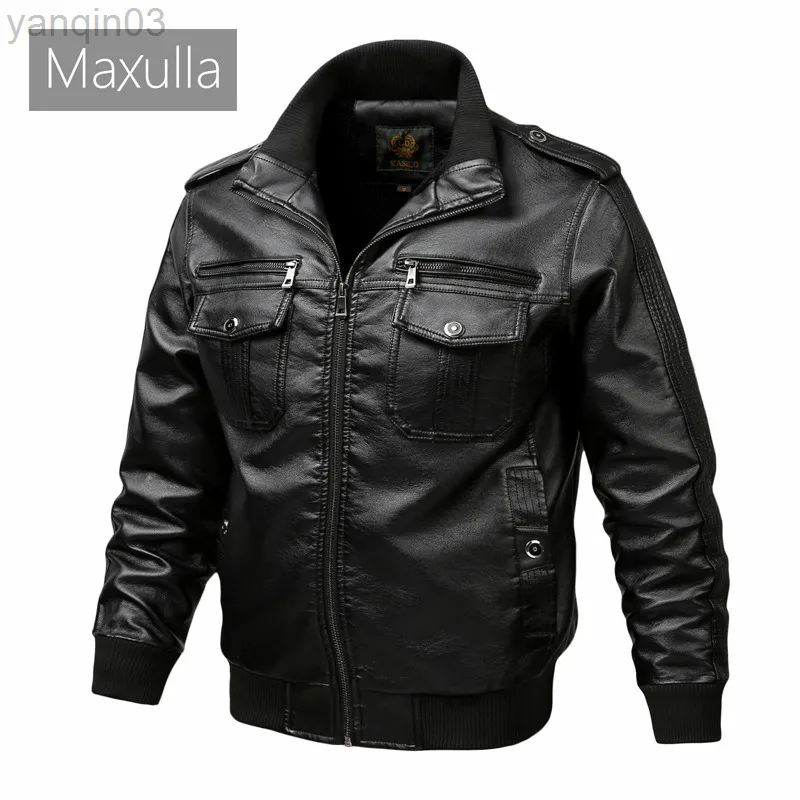 Maxulla Männer PU Biker Jacke lässig Männer warme Motorradjacken Mode männliche Outfit Patchwork Leder Biker Jacken Kleidung L220801