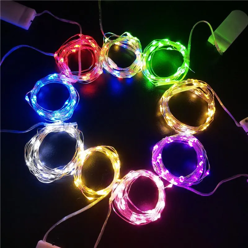 Saiten 1m 2m 3m 5m Silber Wire Fee Lichter im Freien Lampenzeichenfolge für Weihnachtsdekorationen Navidad DIY wasserdichte Gartengirlanden LED LED LED