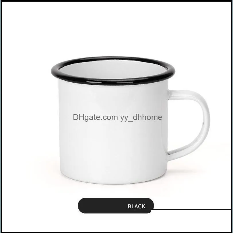 12oz Sublimation enamel mug cup tumbler with handle heat transfer sublimated coffee mugs sublimation blanks drinking cups RRA12909