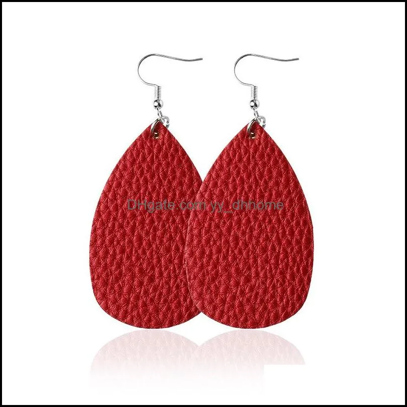 faux leather earrings handmade fashion simple teardrop earring for women lady girls lightweight dangle jewelry gift m662a f