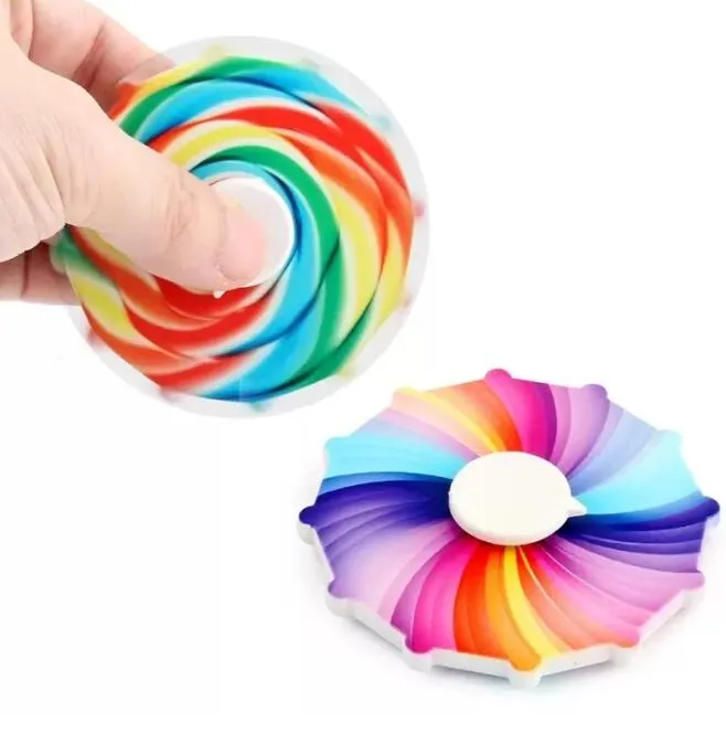 DHL 3-7 days delivery ! Cross-border double-sided colorful fingertip spinning top Rainbow color finger decompression toy gift FY14