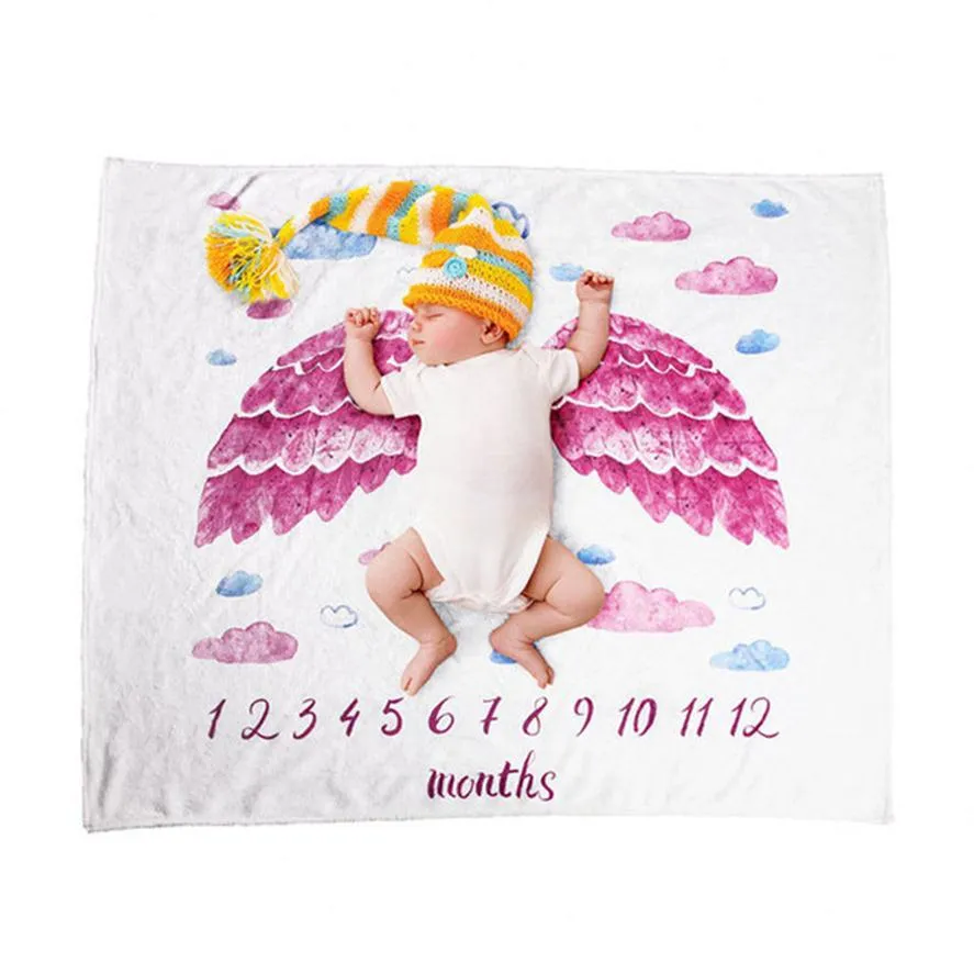 Baby Pography Props Blanket Moon Flour Swaddle Blanket Sleeping Swaddle Wrap Super Soft Flannel Milestone Play Mat286B