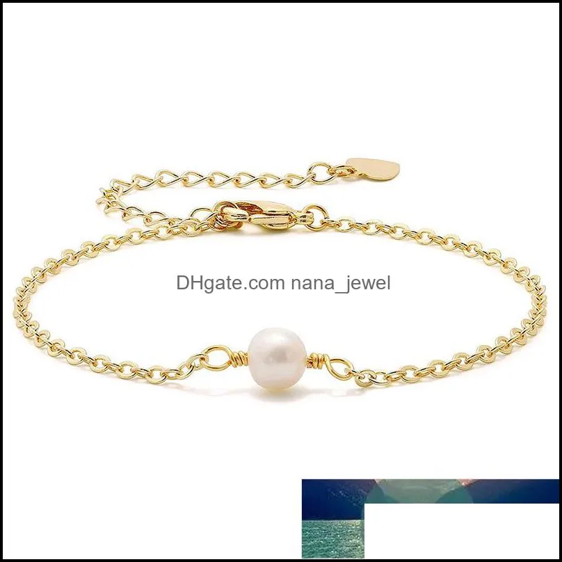 14 K Gold Luxury Charm Bracelet 5mm Natural Freshwater Pearl Charm Bracelet for Women Wedding Party Oval Pearl Jewelry Gift Factory price expert design