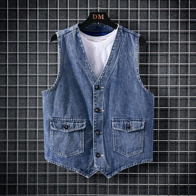 Débardeurs pour hommes Veste en jean Hip Hop Slim Vest Rétro Simple