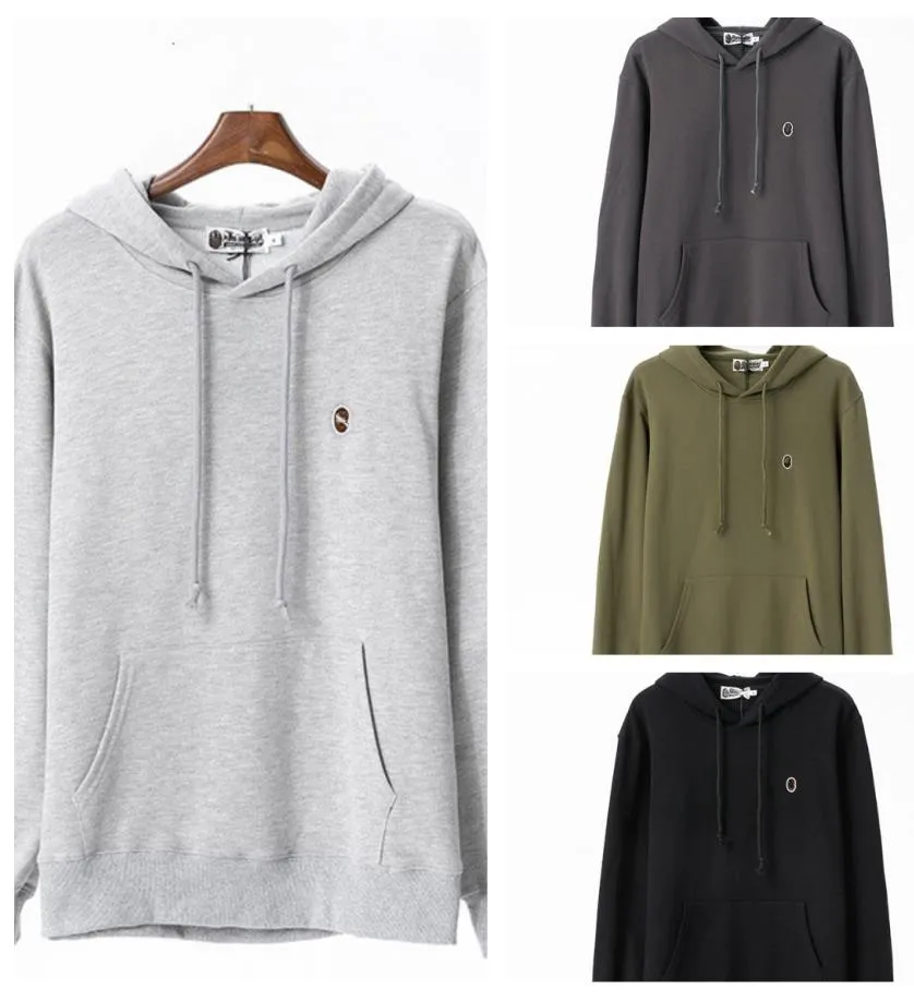 Felpa con cappuccio Bape Felpa con cappuccio da uomo Designer Felpa con cappuccio da uomo Felpa con cappuccio da bagno Ape 100% cotone Nero Verde militare Grigio chiaro Grigio scuro Abbigliamento