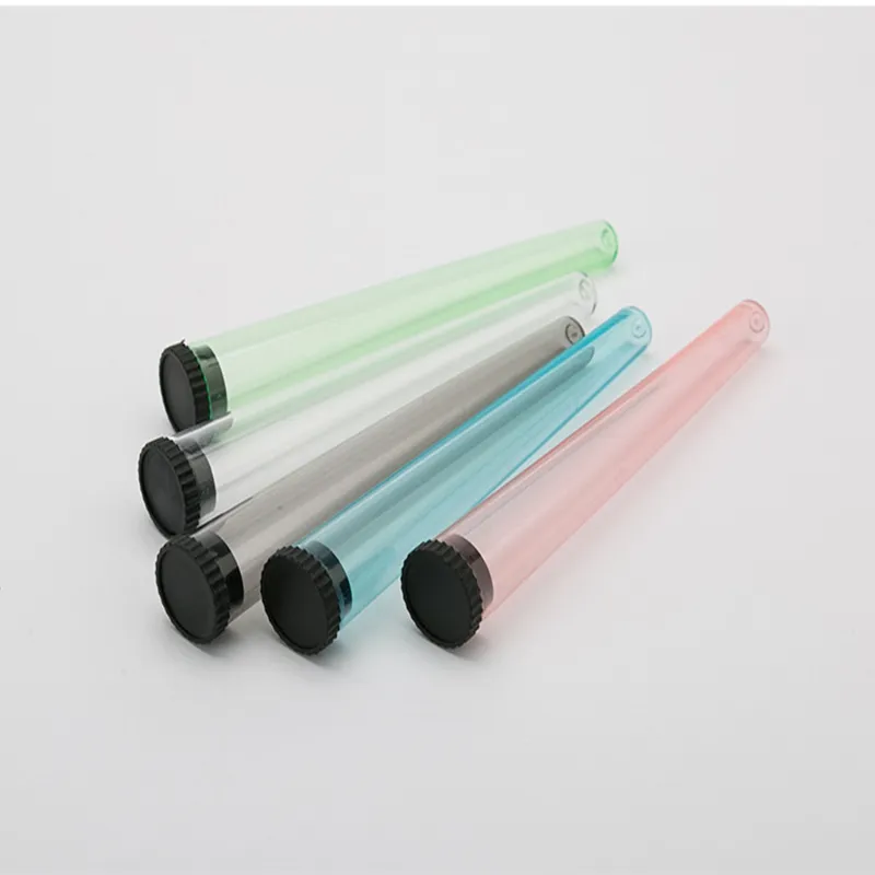 112x18mm tubo de plástico vazio Tubo portátil Tubos de embalagem de tubos de embalagem portátil Tubos de cigarro Recipiente de garrafa com tampa