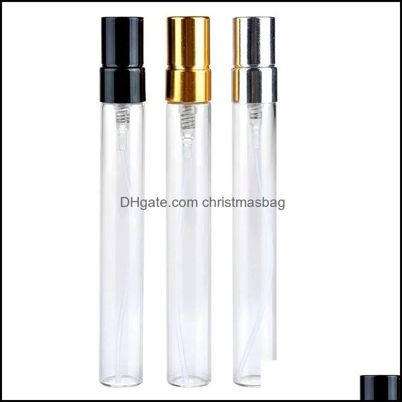 10ML Aluminum Glass Perfume Sprayer Perfume Bottle Travel Portable Spray Bottle Empty Refilable Cosmetic Containers Sample Vials DBC