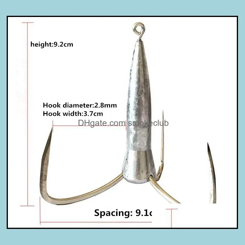 HOT 5PCS 48-100g treble hooks Lead sinker treble hooks Hand grinding hook tip High quality! YQHW