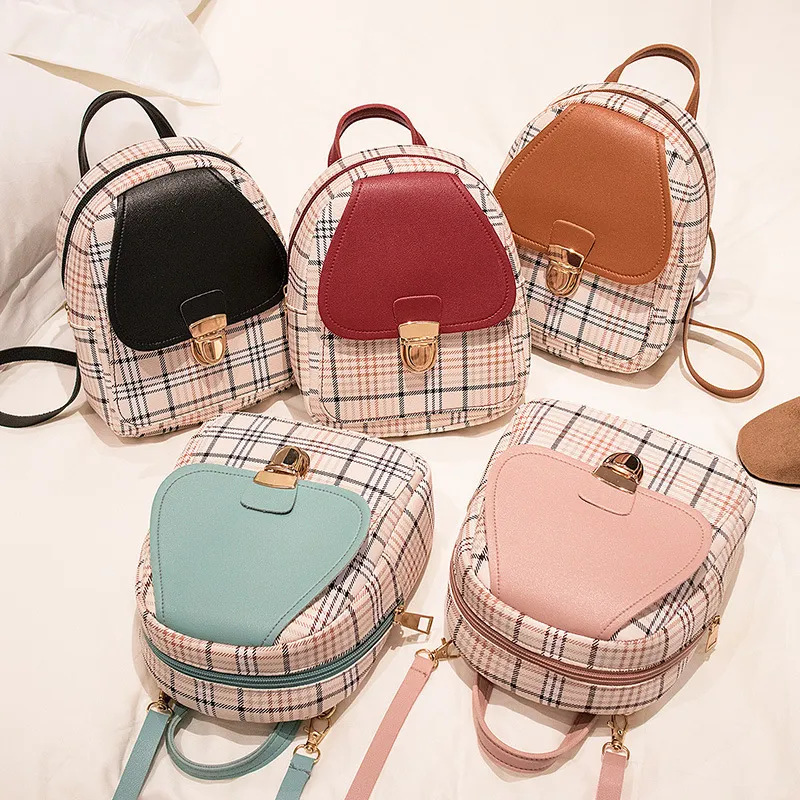 Mini Backpack Crossbody Bag For Teenage Girl Plaid Women Shoulder Phone Purse Korean Style New Trendy Female 2022