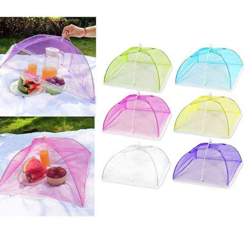 1PC Pcs Pop-Up Mesh Screen Copertura alimentare Tenda Riutilizzabile Anti zanzare Fly Ombrello Copertura alimentare Protezione netta per casa Ou Y220526