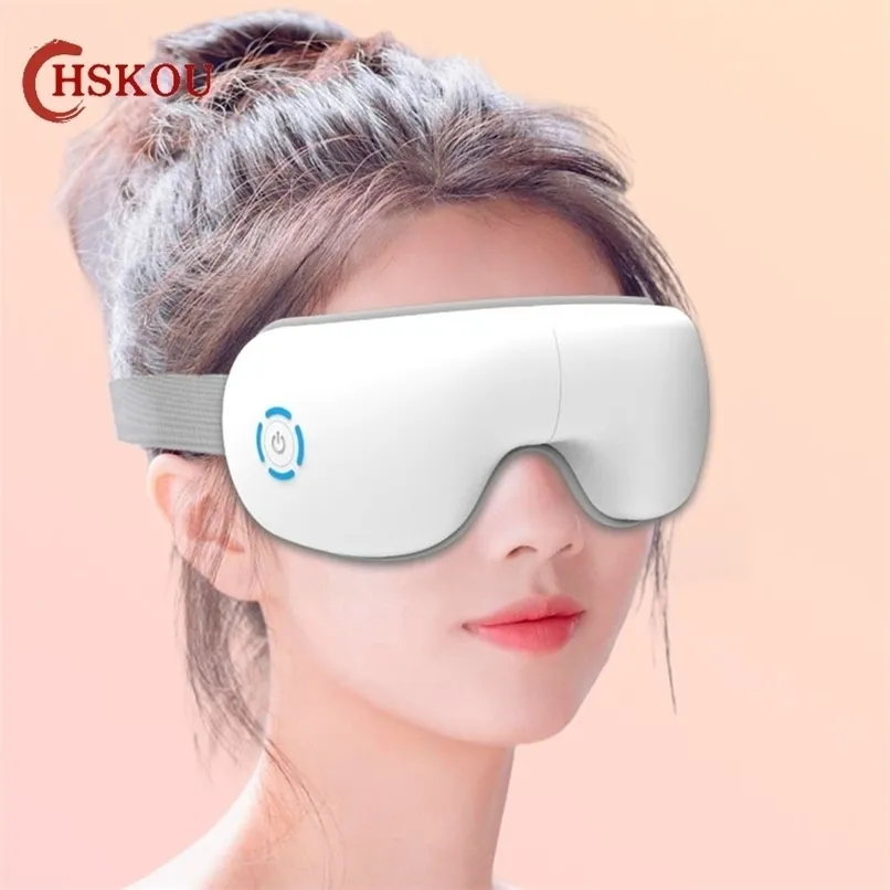 Hskou Eye Massager 4D Smart Airbag Vibration Eye Health Care Device Heating Bluetooth Music Comply Clearing and Dark Dircles 220514