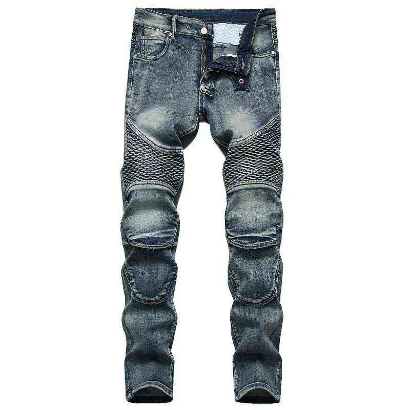 New Fashion Biker Skinny Men Jeans Pantalon Hombre Solid Slim Fit Jeans Mens Street Trousers Hip Hop Casual Denim Pants 40 42