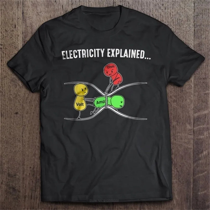 Mężczyźni śmieszne thirt mody Tshirt Electricity Electricity - Ohms Law Version2 T -shirt Men Men Botton Brand Teeshirt 220507