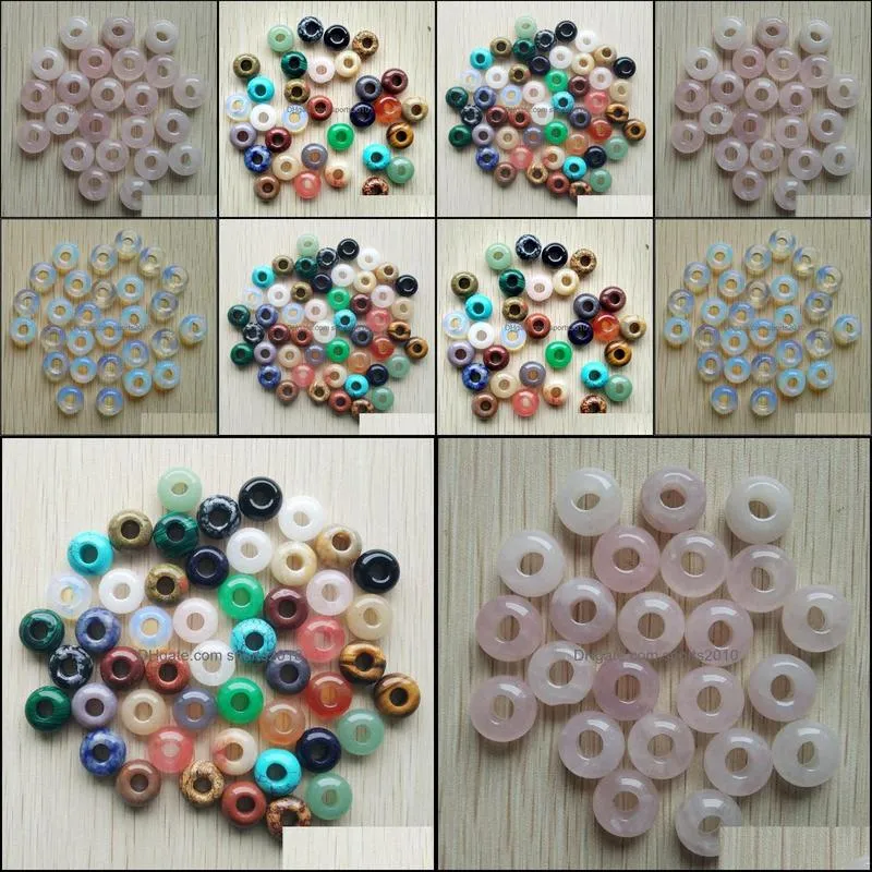 natural crystal round big hole beads charms quartz turquoise opal pendant diy for bracelet necklace earrings jewelry making