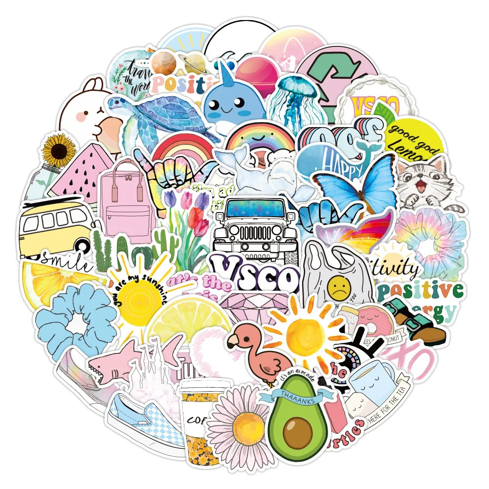 Waterproof Cartoon Vsco Girl Cute Kawaii Stickers Pack 10/50/For Laptop,  Phone, Bicycle, Car, Skateboard, Luggage, Guitar, And DIY Decals From  Sportop_company, $2.61