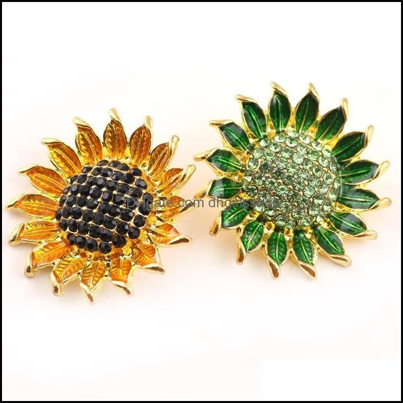 New Arrival Noosa 18 Mm Ginger Snap Buttons Charms Sunflower Design Fit Snap Bracelets Necklace Ring Earring Interchangeable Snap