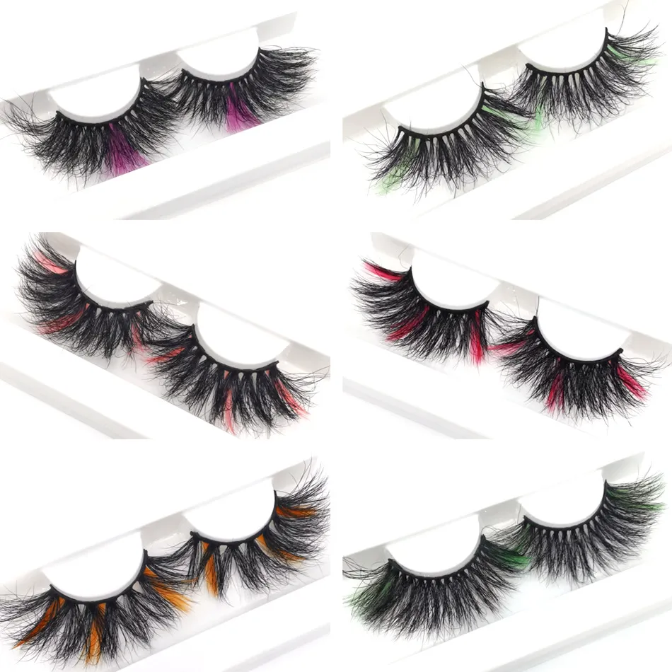 Ciglia soffici 25mm Colore Visone Ciglia di capelli Nero Colorato Multi-layerl 3D Ciglia finte Fase Trucco Commercio all'ingrosso della fabbrica