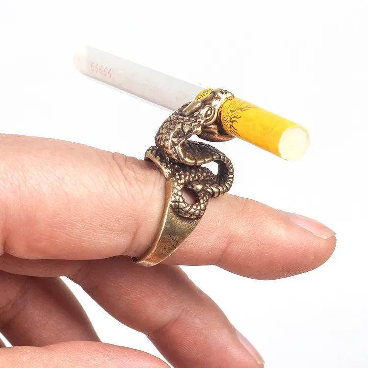 Ring sigarettenhouder persoonlijkheid anti-vinger gerookte gele heren ruwe rookring accessoires