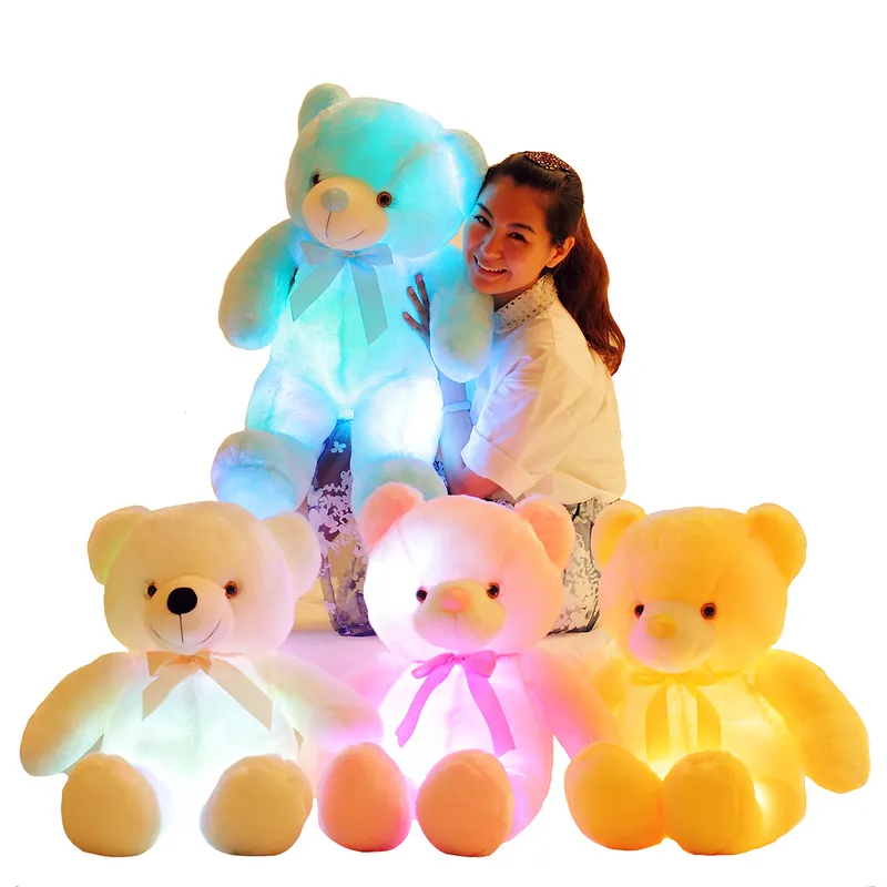 Luminosa 25 30 50cm Creative Light Up LED LED colorido brilhante Teddybear Animal Plexhop Toy Great de Natal para Kid 220720