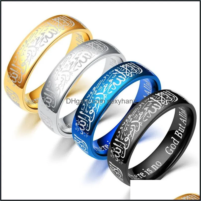 Bandringen titanium stalen ring koran mesr moslim religieuze islamitische halal woorden mannen vrouwen vintage bague arabische god drop levering 2021 j dhchm